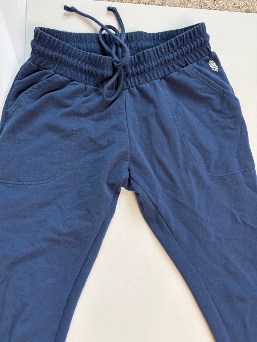 Free People Womens Joggers Sweat Pant High Waisted Navy Blue size Medium - Picture 2 of 14